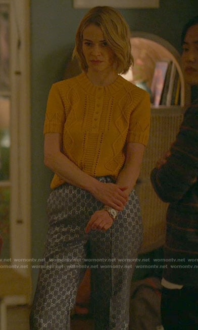 Alice’s yellow cable knit top on The L Word Generation Q