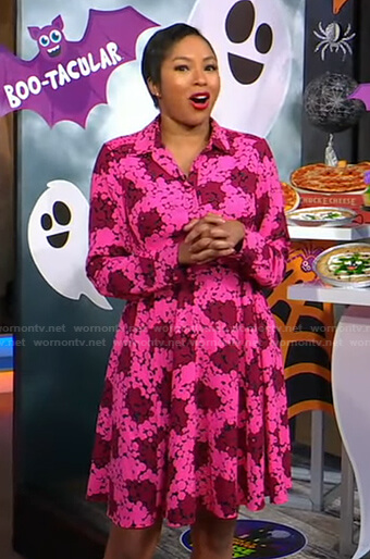 Alicia’s pink and red floral shirtdress on Good Morning America