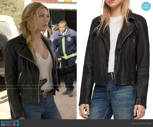 All Saints Cargo Leather Jacket worn by Jenny Hoyt (Katheryn Winnick) on Big Sky