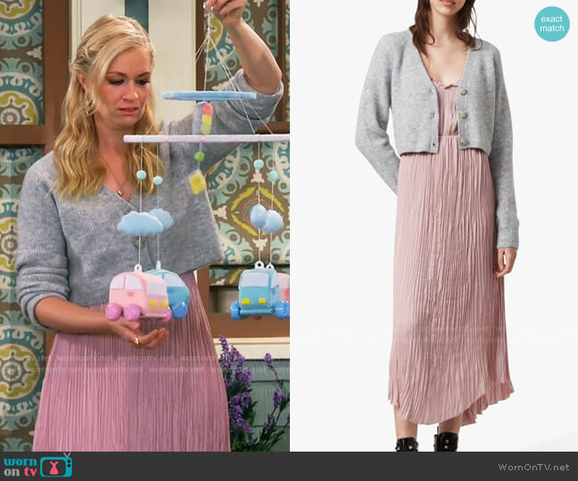 All Saints Kaylee Dress and Sweater worn by Gemma (Beth Behrs) on The Neighborhood