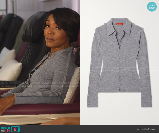 Altuzarra Hill Button-Front Wool & Cashmere Sweater worn by Athena Grant (Angela Bassett) on 9-1-1