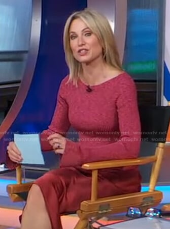 Amy’s red ribbed boat-neck sweater on Good Morning America