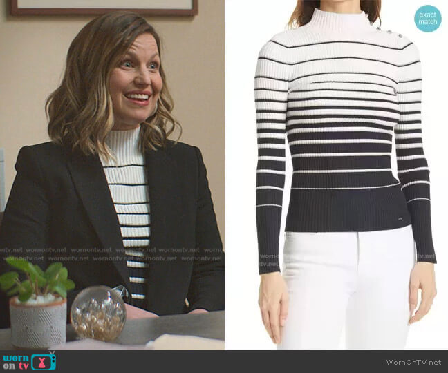 Ted Baker Wanada Stripe Mock Neck Sweater