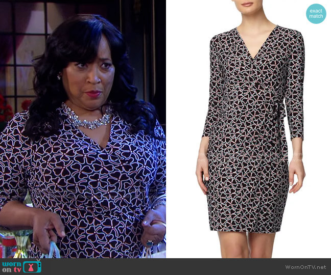 Anne Klein Bohemian Clover Faux Wrap Dress worn by Paulina Price (Jackée Harry) on Days of our Lives