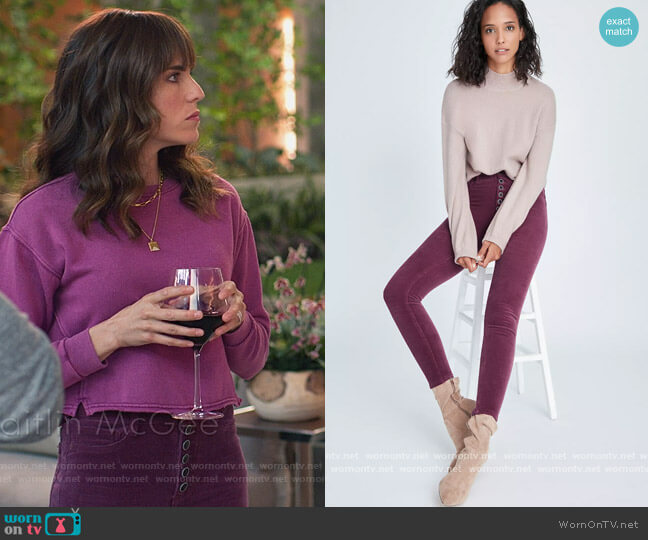 Anthropologie Pilcro High-Rise Button-Fly Skinny Corduroy Pants worn by Marina (Karla Souza) on Home Economics