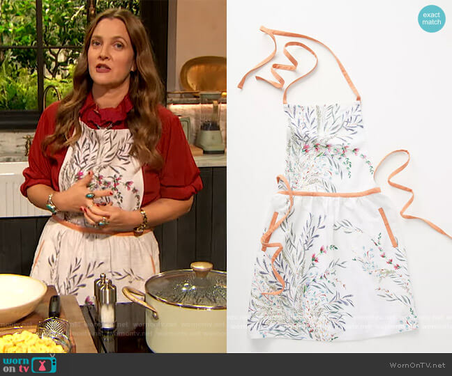 Anthropologie Printemps Apron worn by Drew Barrymore on The Drew Barrymore Show