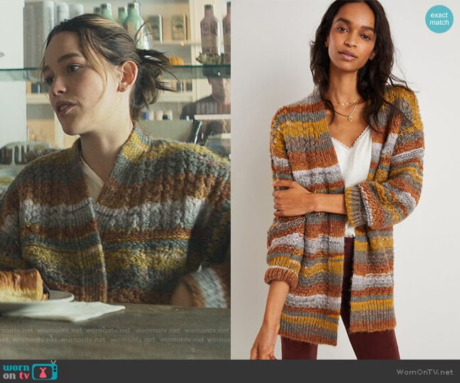 Anthropologie Lucy Textured Cardigan worn by Love Quinn (Victoria Pedretti) on You