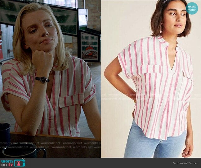 Maeve Amira Striped Linen Top worn by Sylvie Brett (Kara Killmer) on Chicago Fire