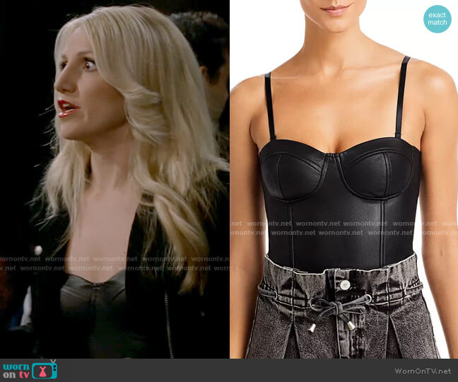 Aqua Faux Leather Bustier Bodysuit worn by Gina Dabrowski (Annaleigh Ashford) on B Positive