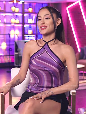 Ariana’s purple printed halter top on The Voice