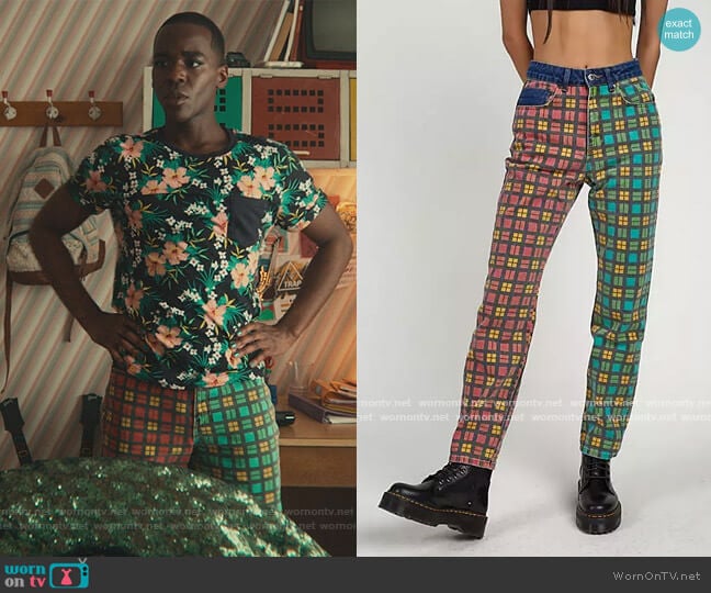 Lazy Oaf Coloured Cube Fleecey Coat worn by Eric Effiong (Ncuti Gatwa) on Sex Education