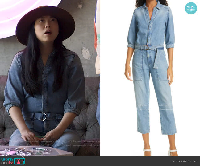 ba&sh Frida Denim Jumpsuit worn by Nora Lum (Awkwafina) on Awkwafina is Nora From Queens