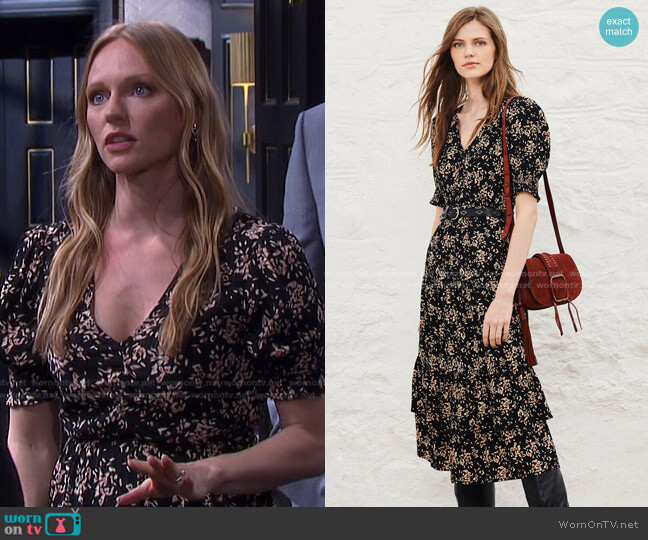 Ba&Sh Vika Print Midi Dress worn by Abigail Deveraux (Marci Miller) on Days of our Lives