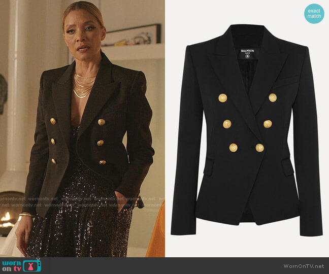 Balmain Classic Double-Breasted Blazer worn by Dominique Deveraux (Michael Michele) on Dynasty