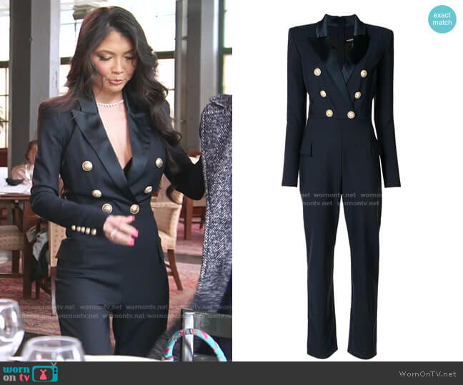Balmain Double-Breasted Stretch Jumpsuit worn by Jennie Nguyen on The Real Housewives of Salt Lake City