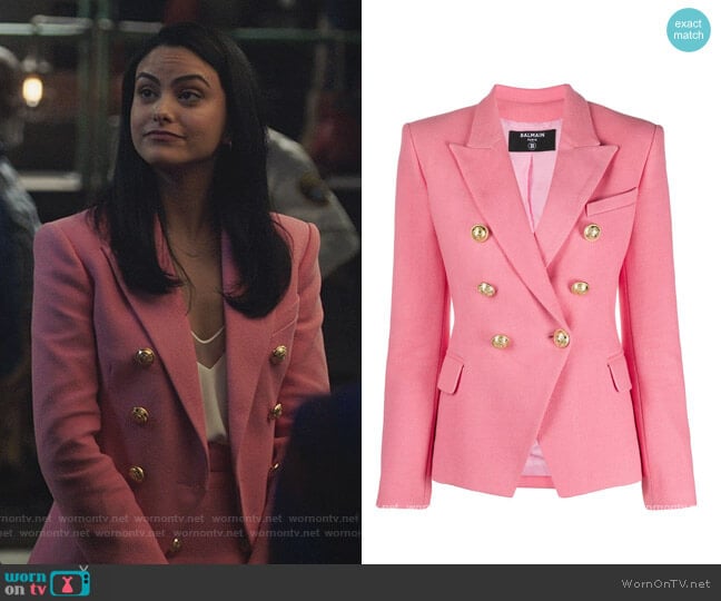 Balmain Double Breasted Tailored Blazer worn by Veronica Lodge (Camila Mendes) on Riverdale
