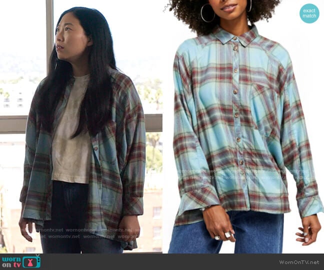 BDG Brendan Plaid Flannel Shirt worn by Nora Lum (Awkwafina) on Awkwafina is Nora From Queens