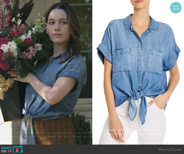 Bella Dahl Tie-Front Chambray Shirt worn by Love Quinn (Victoria Pedretti) on You