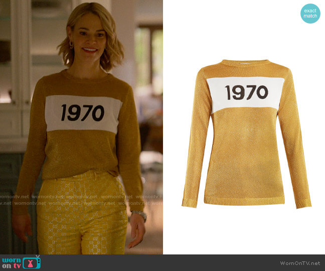Bella Freud 1970-intarsia metallic sweater worn by Alice Pieszecki (Leisha Hailey) on The L Word Generation Q