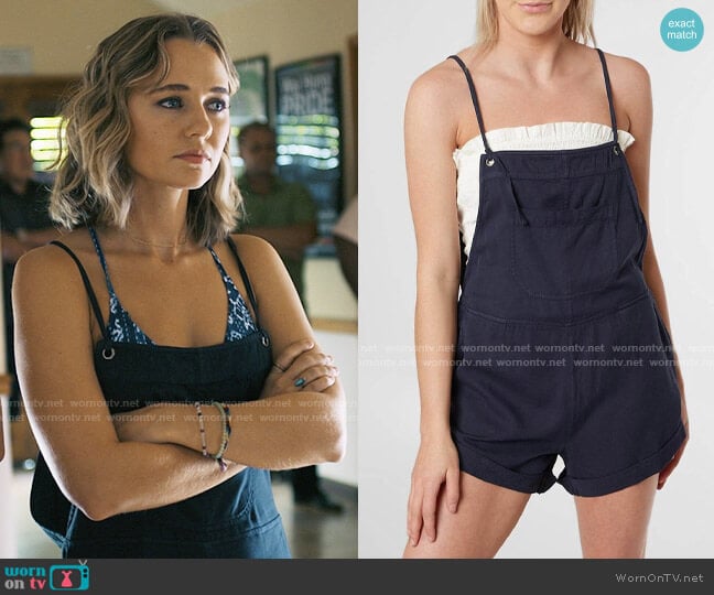 Billabong Wild Pursuit Romper in Ink worn by Lennon (Madison Iseman) on I Know What You Did Last Summer