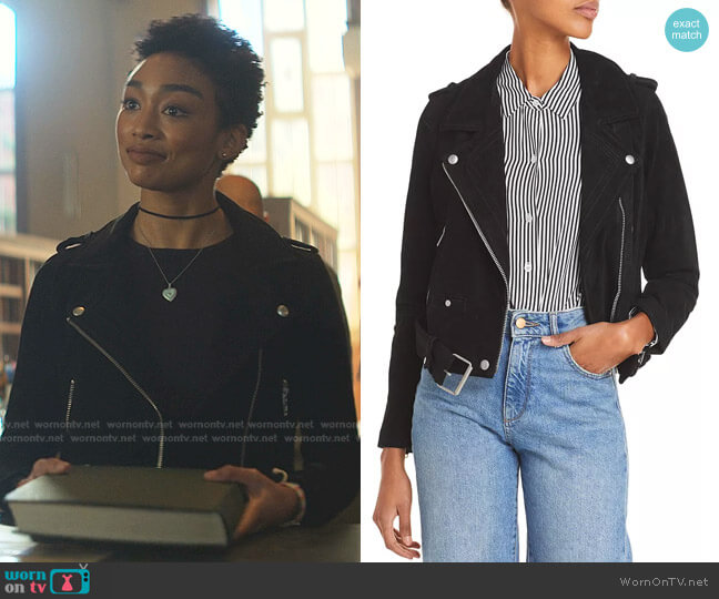Blank NYC Suede Moto Jacket worn by Marienne (Tati Gabrielle) on You