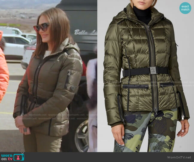 Bogner Gloria Hooded Quilted Satin-Twill Down Jacket worn by Meredith Marks on The Real Housewives of Salt Lake City