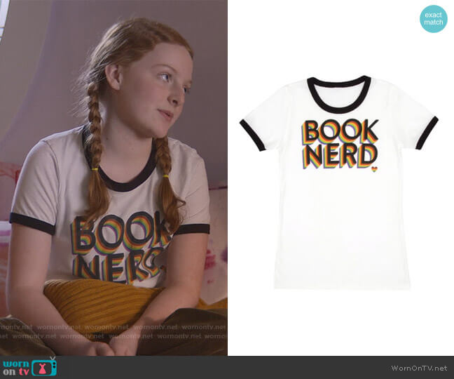 Out of Print Ringer T-Shirt worn by Mallory Pike (Vivian Watson) on The Baby-Sitters Club