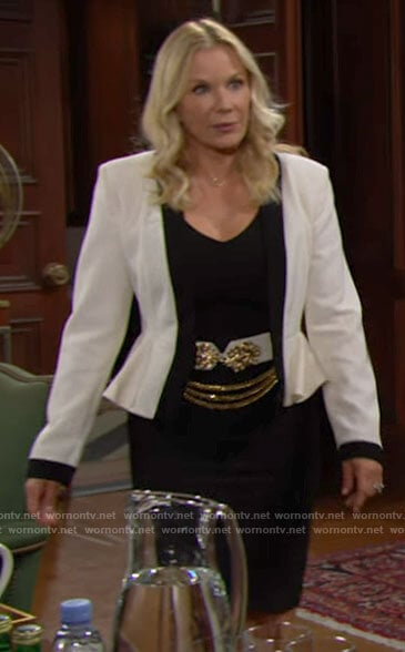 Brooke’s white jacket with black trim on The Bold and the Beautiful