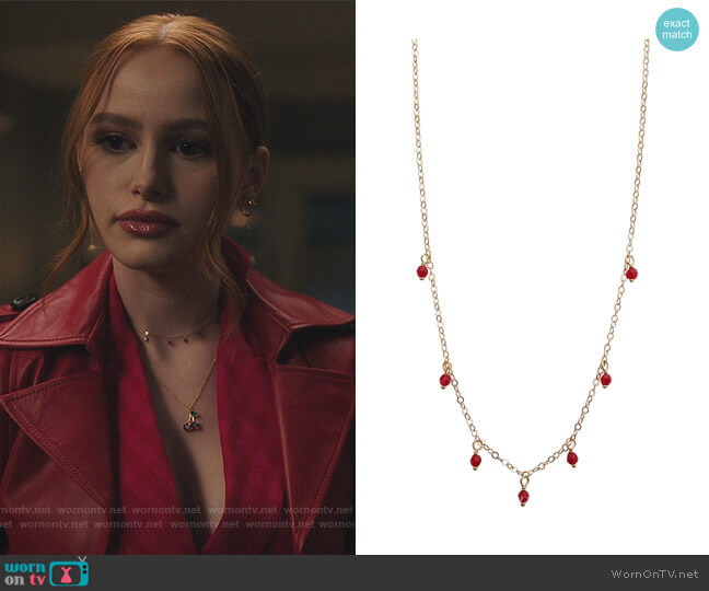 Brooklyn Designs Blossom Red Gold Choker worn by Cheryl Blossom (Madelaine Petsch) on Riverdale