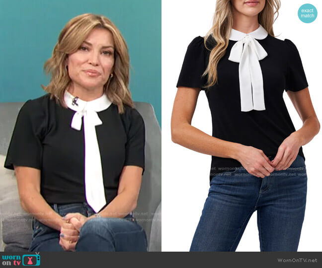 Cece Tie Neck Top worn by Kit Hoover on Access Hollywood