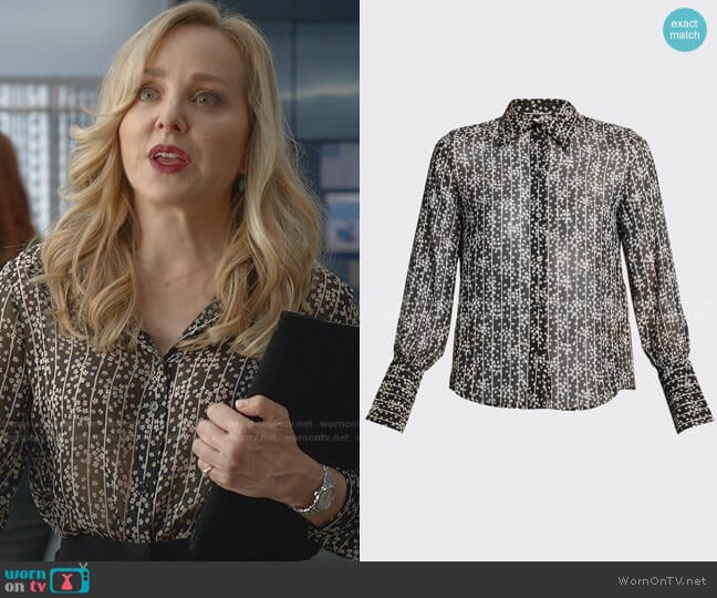 Chloe Floral-Print Striped Shirt worn by Marissa Morgan (Geneva Carr) on Bull