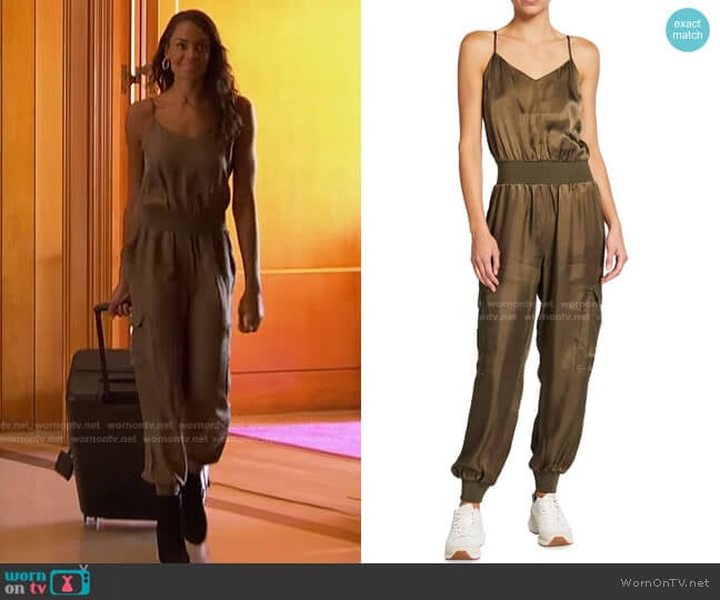 Cinq a Sept Twill Amia Jumpsuit worn by Michelle Young on The Bachelorette