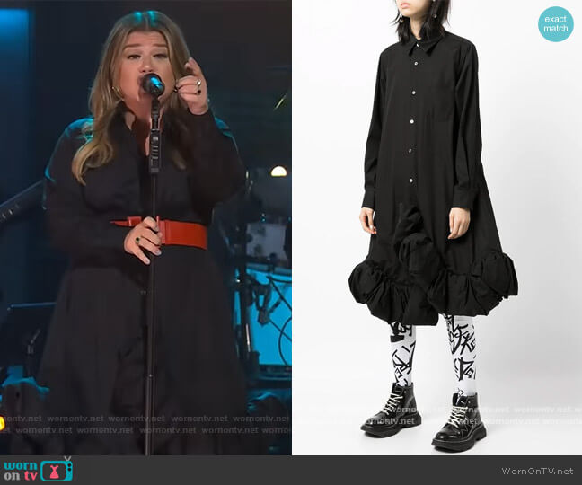 Comme Des Garcons Ruffled Hem Shirt Dress worn by Kelly Clarkson on The Kelly Clarkson Show