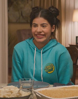 Dawn’s teal hoodie on The Baby-Sitters Club