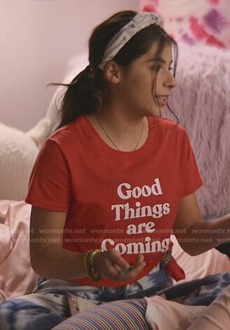 Dawn’s red Good Things are Coming tee on The Baby-Sitters Club