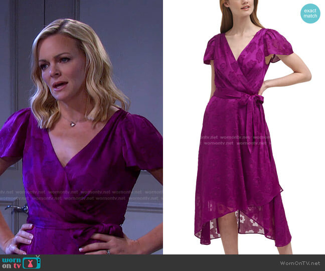 DKNY Textured Faux-Wrap Dress worn by Belle Brady (Martha Madison) on Days of our Lives
