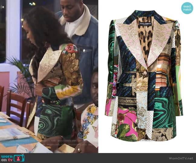 Dolce & Gabbana Single Breasted Patchwork Blazer