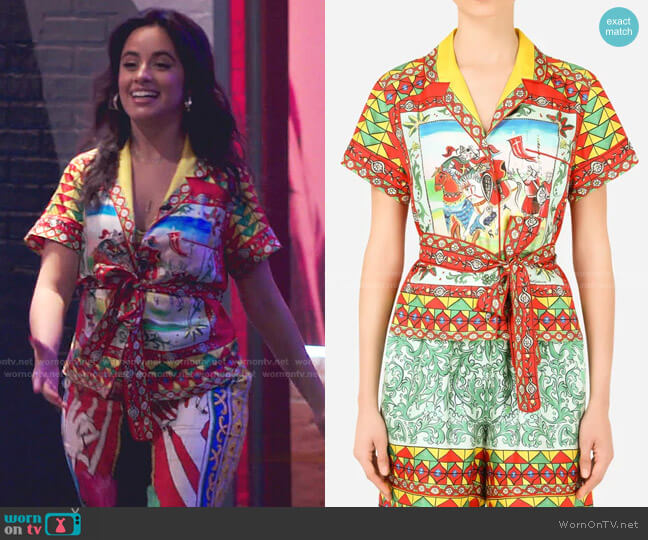 Dolce & Gabbana Carretto Print Belted Shirt