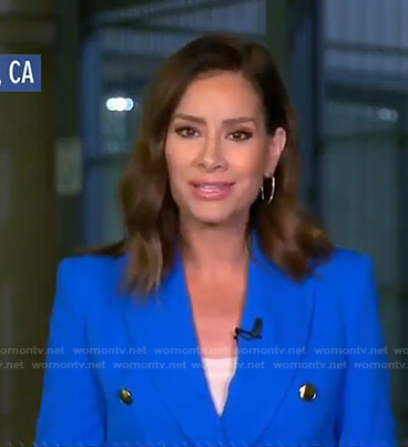 Rebecca’s blue double breasted blaer on Good Morning America