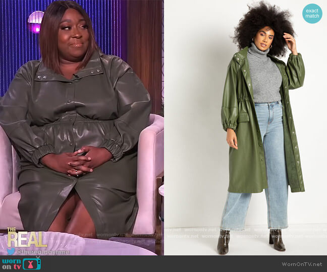 Eloquii Faux Leather Trench Coat worn by Loni Love on The Real