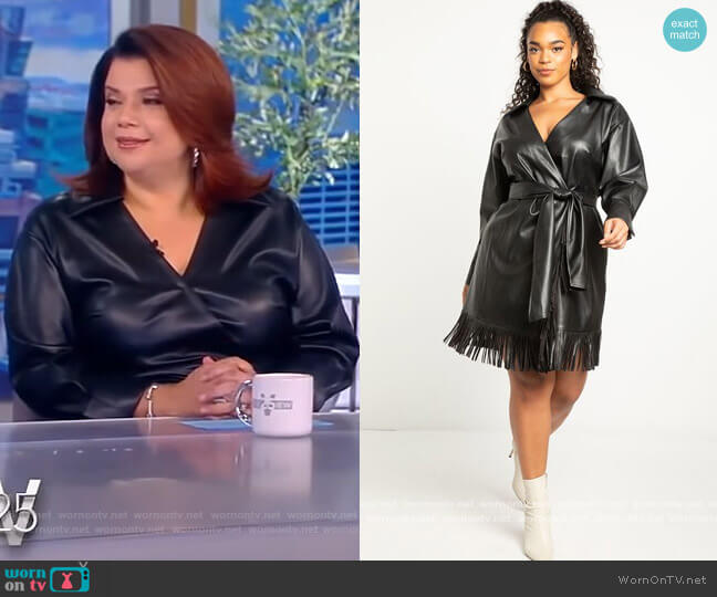 Eloquii Faux Leather and Fringe Dress worn by Ana Navarro on The View