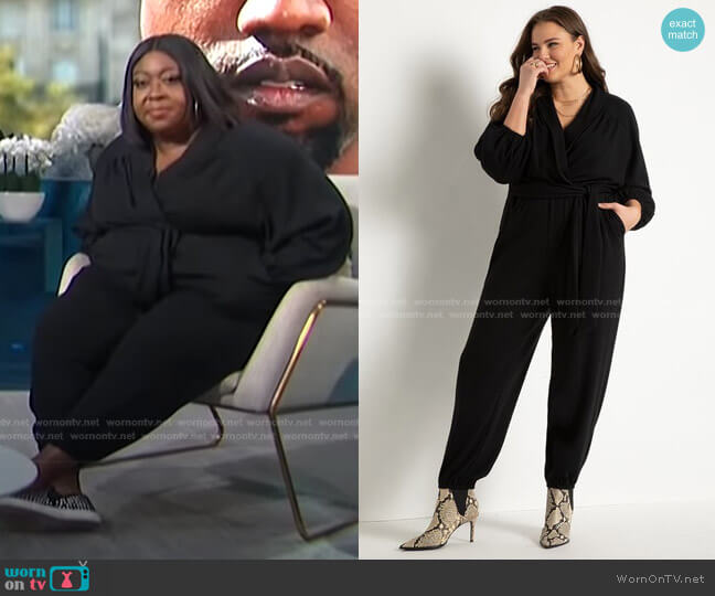 Eloquii Relaxed Shawl Collar Jumpsuit worn by Loni Love on E! News