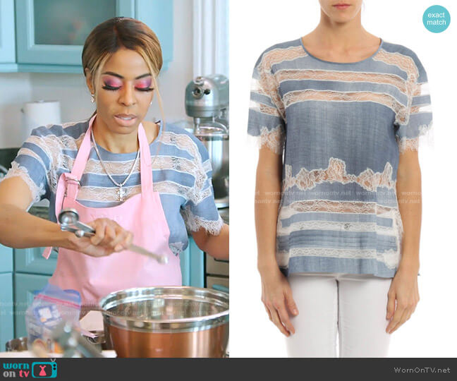 Ermanno Scervino Lace-Inset Top worn by Mary Cosby on The Real Housewives of Salt Lake City