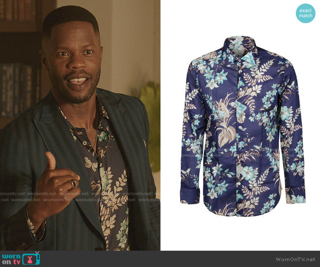 Etro Floral-Print Cotton Shirt worn by Jeff Colby (Sam Adegoke) on Dynasty