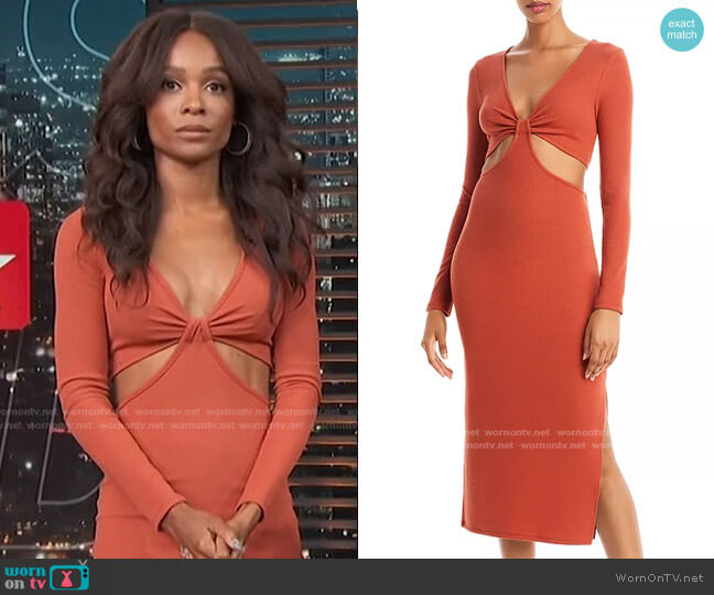 Fore Ribbed Knit Cutout Dress worn by Zuri Hall on Access Hollywood
