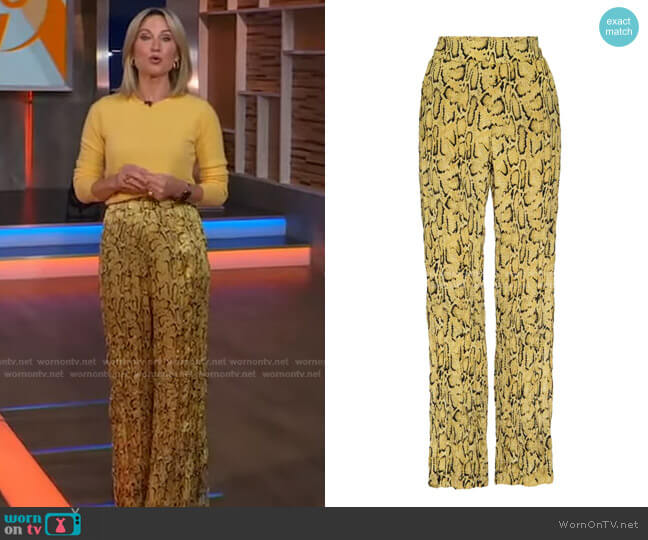 Frame Snake Print Silk Pants worn by Amy Robach on Good Morning America