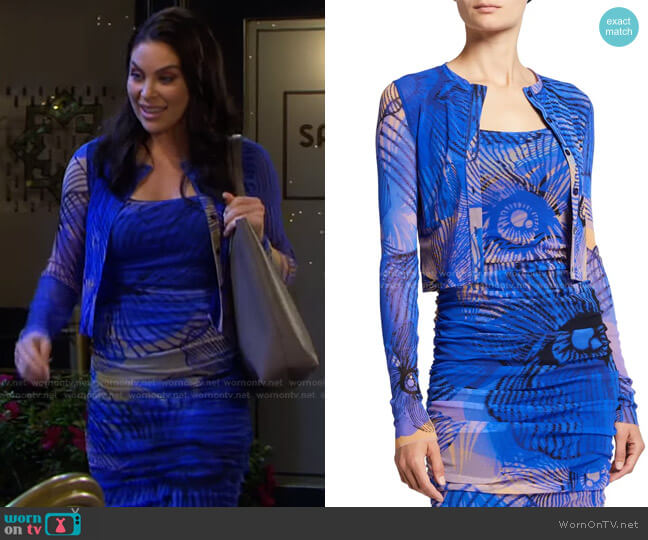 Fuzzi Big Floral Deco Cropped Cardigan worn by Chloe Lane (Nadia Bjorlin) on Days of our Lives