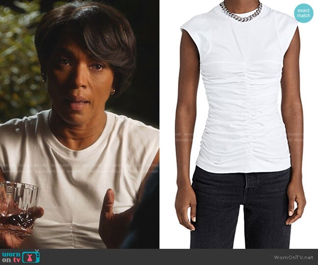 Ganni Basic Cotton Jersey Tee worn by Athena Grant (Angela Bassett) on 9-1-1