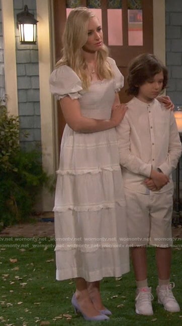 Gemma’s white midi dress on The Neighborhood