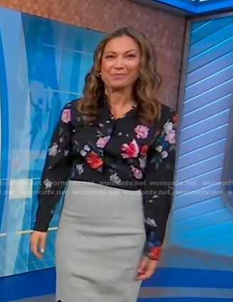 Ginger’s black floral blouse on Good Morning America